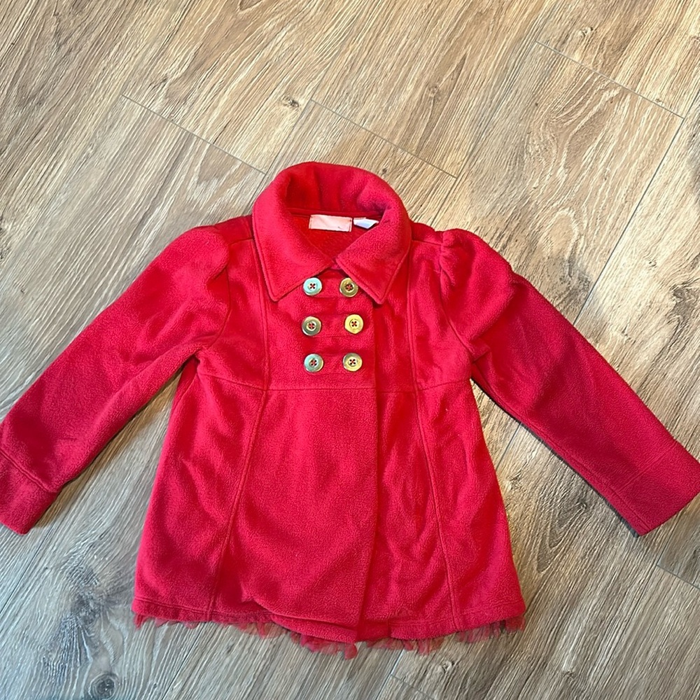 Red fleece jacket 5T girls easy snaps formal dressy
